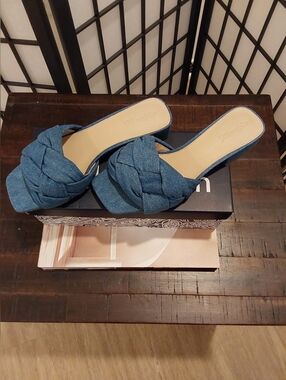 JMcLaughlin Braided Denim Slide Sandals - Blue